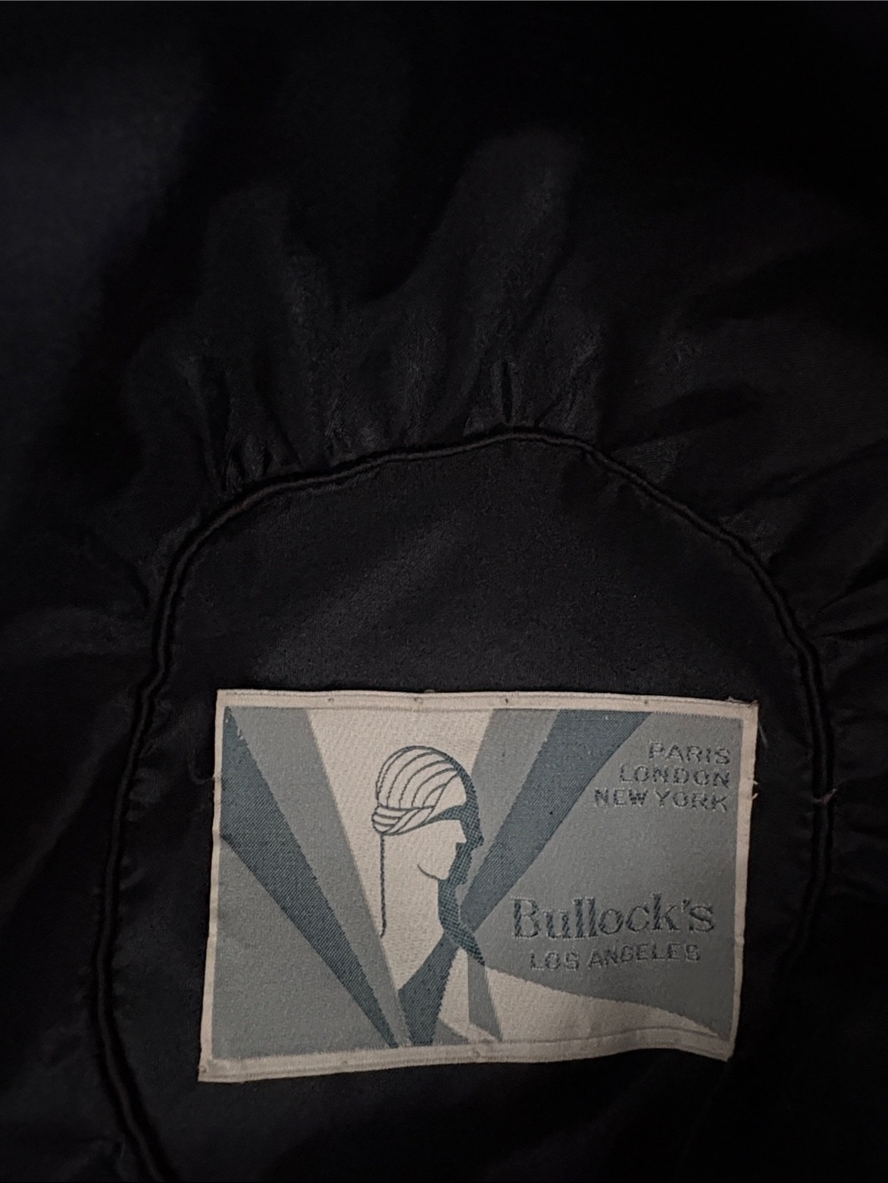 Vintage Black Ladies' Cloche Hat with Mesh Trim - Bullock’s Los Angeles - Picture 2 of 4